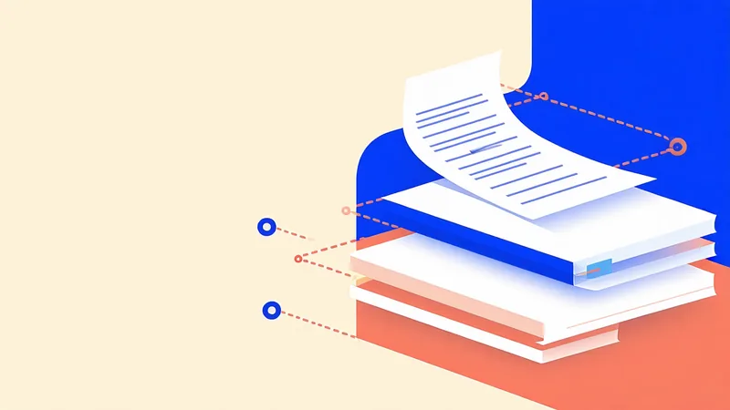 Abstract illustration of layered policy documents with version hash links, audit trail concept